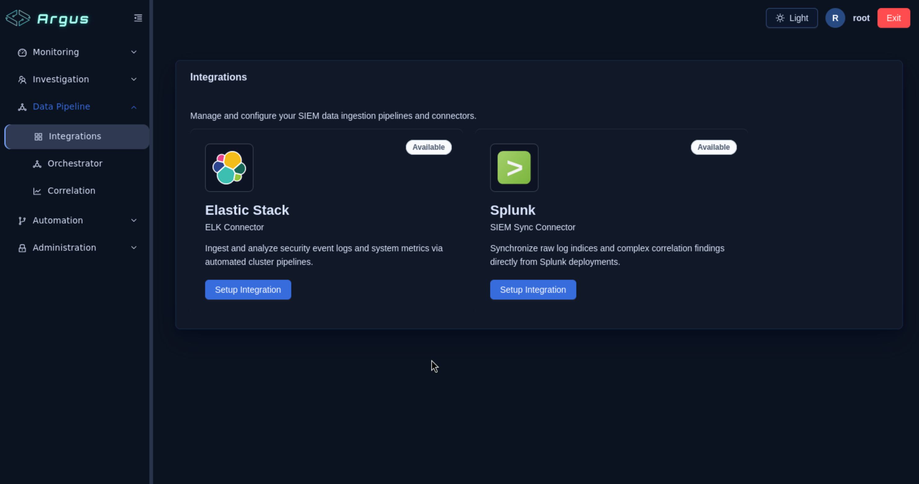 Integrations 页面 — Elastic Stack 可用
